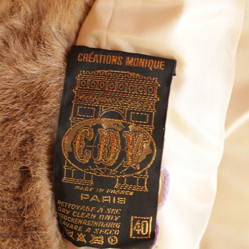 Fur coat used, brown, synthetic fur, size S