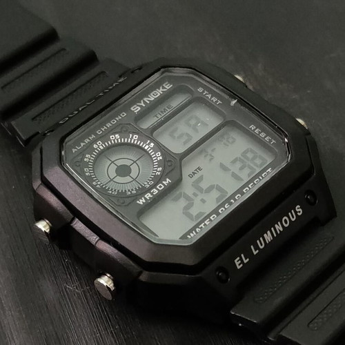 Synoke Dual Time 9619 digital watch new, black