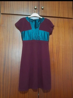 Elastic burgundy dress Lipsy London like new with leather details