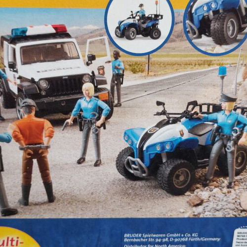 Bruder police atv bike new with rider and accessories