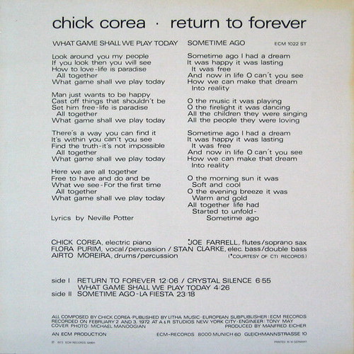 Chick Corea Return To Forever record used, jazz