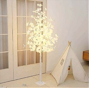 Διακοσμητικό Λευκά φύλλα Φωτιζόμενο Άσπρα LED Χριστουγεννιάτικο Δέντρο 2.10μ.