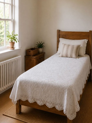 Vintage lace bed cover 170×200 cm, like new, white