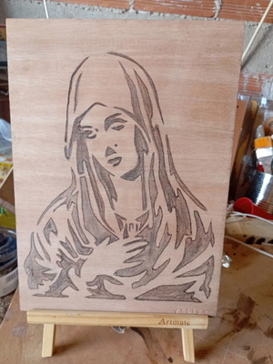 Handmade pyrography on wood, new