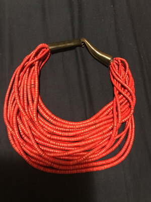 Gerda Lyngaard vintage necklace with 18 rows of red beads new