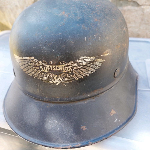 German Luftschutz helmet used, World War II 1942