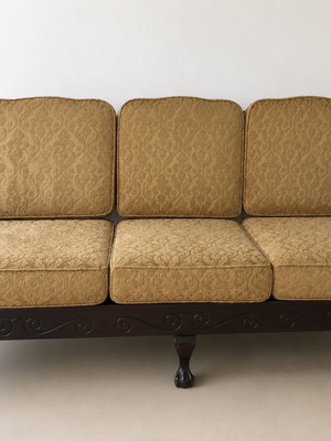 Classic living room set used, solid Rhodesian teak wood, 1970s