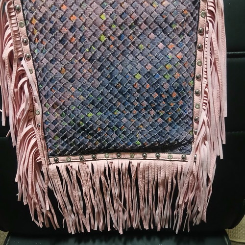 Women's bag with fringes shoulder crossbody pink-purple new