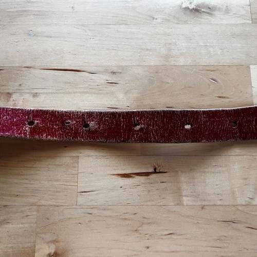 Leather belt burgundy used, size 95