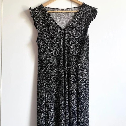 Mango black and white summer dress size L like new