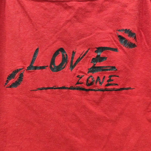 Kouros red top "LOVE ZONE" with thin strap, used, size S