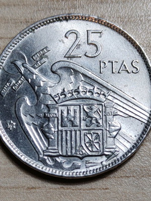 Spain 25 pesetas 1957-59 used in good condition