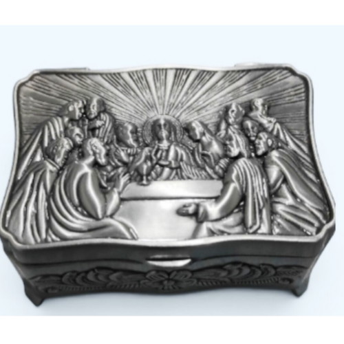 Last Supper metal and velvet box new