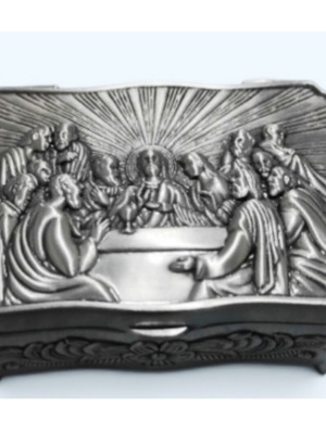 Last Supper metal and velvet box new
