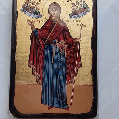 Byzantine icon of Panagia the Guardian of Mount Athos, handmade