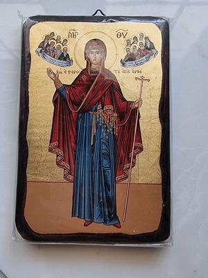 Byzantine icon of Panagia the Guardian of Mount Athos, handmade
