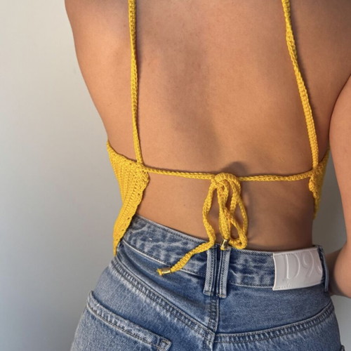 Handmade crochet top yellow made to order