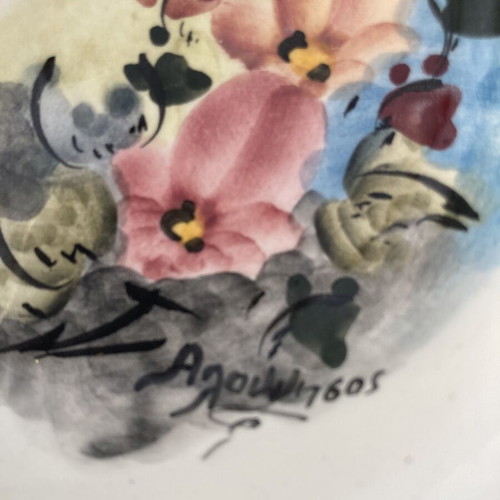Vintage hand painted ceramic ashtray souvenir from Alonnisos used