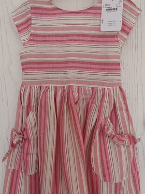 Παιδικό καλοκαιρινό φόρεμα Mayoral καινούργιο, άσπρο και ροζ, 122 εκ.