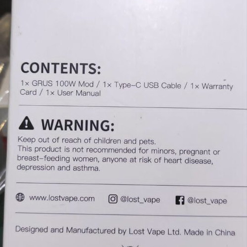 Lost Vape Grus 100W walnut wood inox vape box mod like new