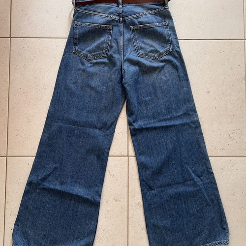 Zara Wide Leg Jeans with Thin Brown Belt like new, size M