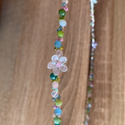 Handmade wire crown with colorful beads and flower details