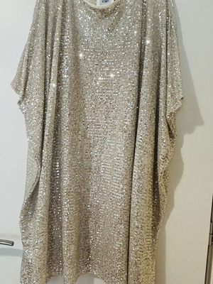 Zara ασημί φόρεμα με παγιέτες και μπεζ nude φόδρα, S-M
