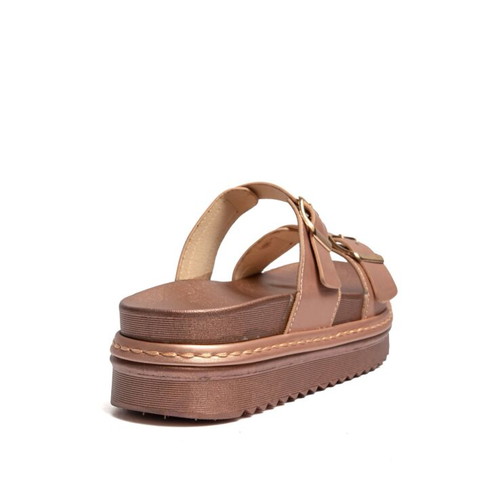 Flatform sandals with double buckles new