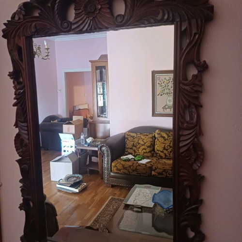 Wood Carved Mirror New Antique Approx. 0.65m