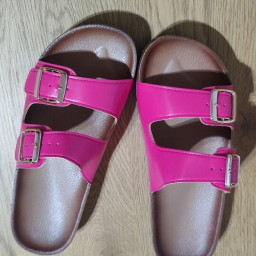 Flatform sandals with double buckles new, fuchsia size 39