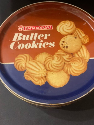 Vintage κουτί μπισκότων Παπαδοπούλου μεταχειρισμένο