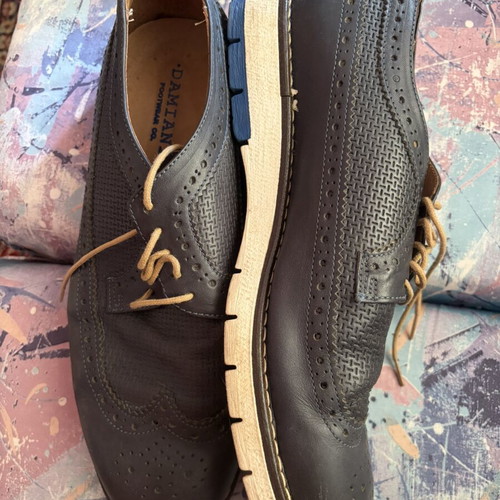 Damiani Oxfords Brogues men's leather shoes like new, black and blue