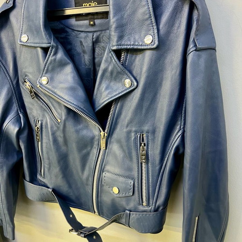 Maje leather jacket blue, like new, size S