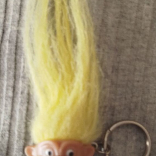 Vintage Evhoulis keychain used, yellow, pencil decor