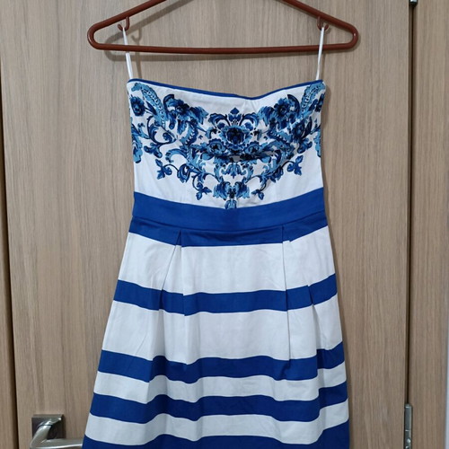 Strapless dress like new, white and blue, size XS