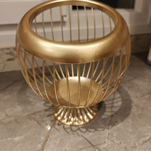 Gold Metal Storage Basket for Coffee Capsules New