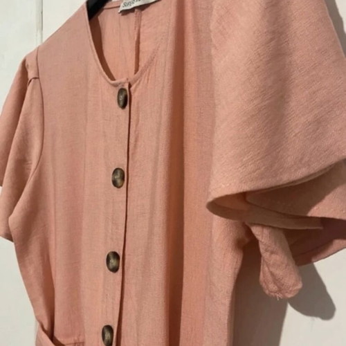 Women's jumpsuit new, salmon color, linen fabric, size L