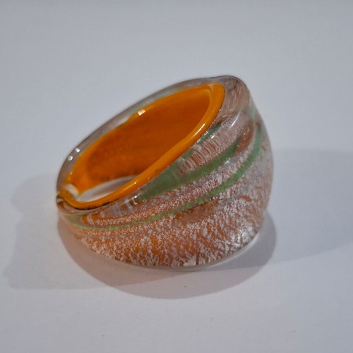 Vintage Murano glass ring with gold foil size 66EU new