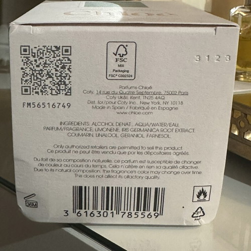 Iris Chloe Atelier de Fleurs Eau de Parfum 50ml new, one spray missing