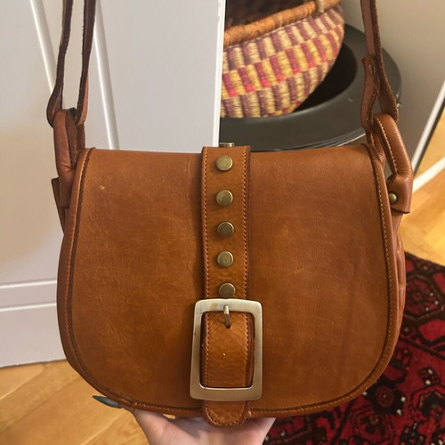 Italian leather bag Vera Pelle like new, brown orange