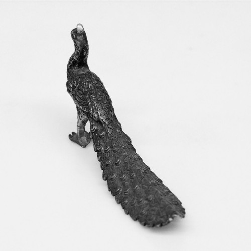 Vintage metal peacock micro-sculpture art like new