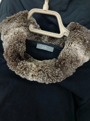 Turtleneck blouse like new, 100% cotton with synthetic fur brown-black