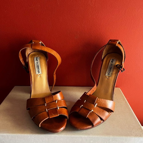 La Martina sandals used, brown, size 38, 11cm heel