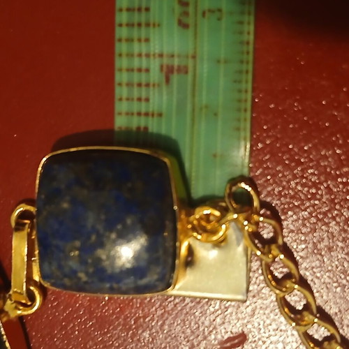 Necklace with stainless steel chain and large lapis lazuli beads, like new, 45cm