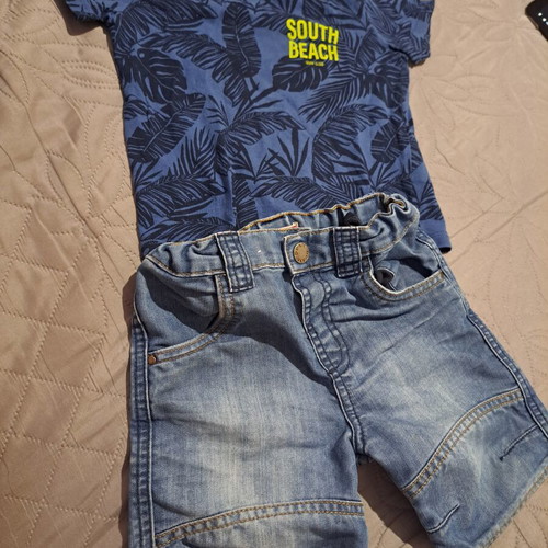 South Beach t-shirt and denim shorts set like new, size 18-24