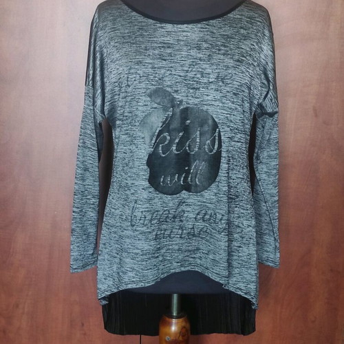 Voice women's blouse used, grey melange with pleated back