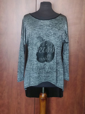 Voice women's blouse used, grey melange with pleated back