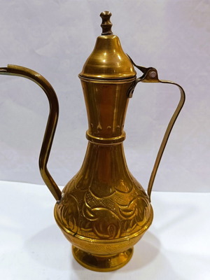 Vintage Ορειχάλκινο Διακοσμητικό Λαγήνι με Χειροποίητη Εγχάραξη