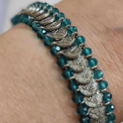 Vintage bracelets used, purple and turquoise, set of 2