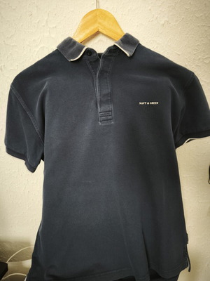 Ανδρικό polo Navy & Green μεταχειρισμένο, μέγεθος large, μπλε navy